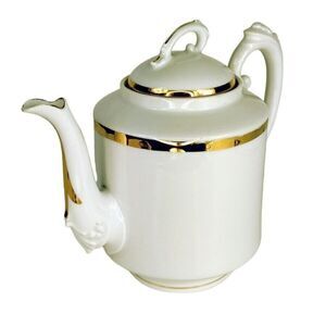 Circa 1800s D&C France Limoges Fine Porcelain 24kt Gold Gilt Trim Antique Teapot